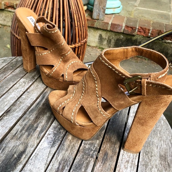Steve Madden Suede Carmel Platform Heels Size 6 🆕 - Picture 4 of 6